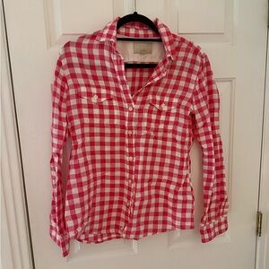 Banana Republic Pink and White Soft Wash Shirt